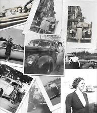 1940-50-60s PHOTOS B&W Vintage Women Ladies & Cars - Lot of 11 Photographs picture