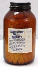 US Salt Tablets sodium Chloride in Large Brown Glass Bottle 1000 tabs E9766 picture