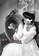 Vintage 1910's Photo Reprint of Edwardian African American Woman Looks in Mirror picture