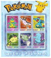 Antigua and Barbuda - Water Pokemon Postage Stamp Sheet of 6 Stamps - MNH picture