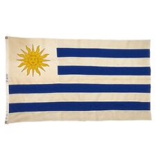 Vintage Sewn Cotton Uruguay Flag Old Sun May World Cloth Textile Art Decor 3x5 picture