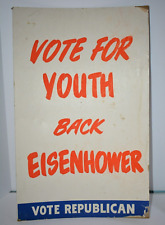 Original Vote for Youth Back Eisenhower Republican Political Campaign Poster Ike picture