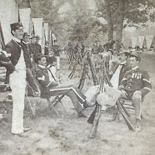 Antique 1899 First Illinois US Military Regiment Stereoview Photo Card P1809 picture
