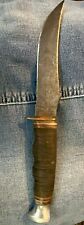 Vintage Kabar 1237 USA Hunting Fixed Blade Knife Stacked Leather Handle picture