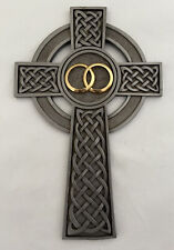 Vintage Celtic Cross - Pewter With Brass - Celtic Cross Company 2000. 8 Inches picture