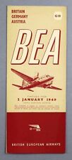 BEA BRITISH EUROPEAN AIRWAYS GERMANY AUSTRIA AIRLINE TIMETABLE JANUARY 1949 G10 picture