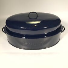 Vintage SAVORY Roasting Pan Blue Oval With Lid Pot Roaster picture
