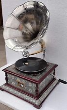Vintage Style Brass HMV Gramophone Player Record Wind Up Vinyl 78 RPM Gift decor picture