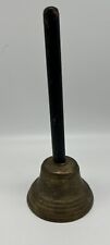 Antique Teachers Desk Bell Long Black Handle 7-1/2” Tall Brass 3” Opening picture