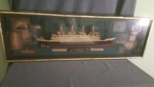 Vintage Titanic 1912 3D Shadow Box Ship in a Glass Display Case picture