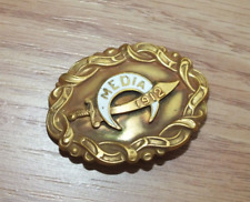 Antique 1912 Gold Tone Media Shriners Collectible HTF Souvenir Lapel Pin picture