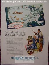AMERICAN AIRLINES ad from Esquire 1940 WWII Era picture