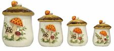 Vintage Merry Mushroom Sears Roebuck 4 Pc Canister Set Double sided Japan 1976 picture