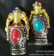 Antique Arts Craft Ethnic Style Snuff Bottle Copper Tibetan Snuff Bottle Collect picture