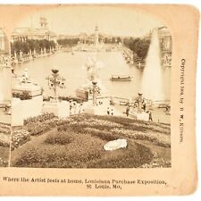 Louisiana Purchase Expo Lagoon Stereoview c1904 St Louis Worlds Fair Photo B1835 picture