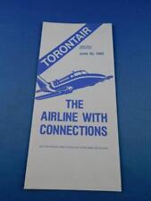 AIRLINE TIMETABLE TORONTAIR  THE AIRLINE WITH CONNECTIONS JUNE 1985 ADVERTISING picture