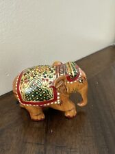 Wood Wooden Statue Elephant Figurine Engrave Painted Figure Home Decor Gift picture
