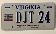 Exp Va DMV Virginia Issued Va License Plate DJT 24  Women Veterans 4 Trump Train picture