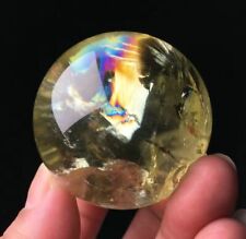 50mm Natural Brazil Lemon Citrine Crystal Sphere Rainbow Energy Healing Ball picture