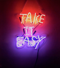 Take It Easy Real Glass Neon Sign Light Man Cave Wall Hanging Nightlight 14