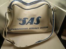 Vintage SAS Scandinavian Airlines Flight Carry-On Shoulder Bag Vinyl  WHITE 15X7 picture