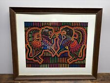 Kuna Indian Mola Textile Folk Art Mid Century Embroidered Patchwork 16”x12” picture
