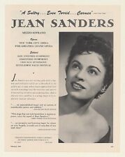 1960 Mezzo-Soprano Jean Sanders Photo Booking Print Ad picture