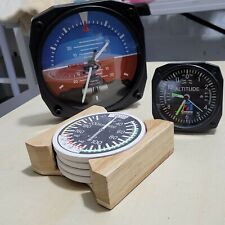 Aviation Style Clocks (2) & Matching(5) Coasters Collectors Edition.  picture