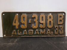 1933 Alabama License Plate Tag Original. picture
