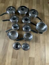 VINTAGE FLINT EKCO 19 PC. STAINLESS STEEL COOKWARE SET RADIANT USA picture