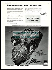 1943 WWII ALLISON Aircraft Engine Wartime General Motors Av iation AD picture