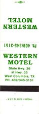 Western Motel, State Hwy. 36, West Columbia, Texas Vintage Matchbook Cover picture