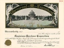 Universal Exposition - Louisiana Purchase Certificate - World's Fair picture