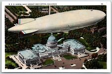 Postcard U.S.S. Akron Navy Airship & Capitol Building Washington, DC picture