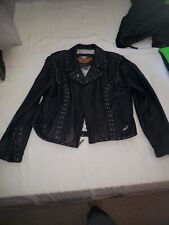 Womens Harley Davidson Riding Jacket Black Leather  Angel Pin Included WXL  picture