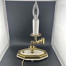 Vintage Ainsley Brass White Cast Iron Swivel Swing Arm Table Desk Lamp Tested picture