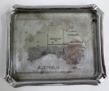 AUSTRALIA MAP ASHTRAY Mini Metal Platter SOUVENIR Trinket Dish VINTAGE Hobart picture