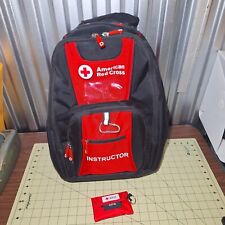 American Red Cross Instructor Backpack Black Red Pockets Used Great Shape picture