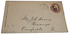 1886 PRR PENNSYLVANIA RAILROAD ERIE & PITTSBURGH RPO HANDLED ENVELOPE picture