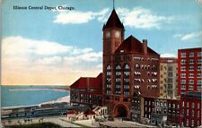 Illinois Centrak Railroad Depot Chicago Grant Park Michigan Avenue Postcard  picture