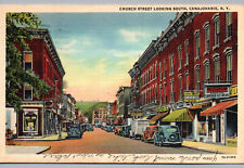 Canajoharie NY Church Street Looking South 1938 Posted New York Postcard picture