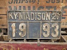 1927 Madison County Kentucky License Plate 1993 19 93 picture
