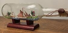 Vintage Original 2 Sailing Ships & Islands In Bottle Wax Stamped Miniature Art picture