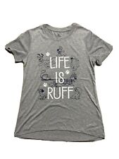 NEW Disney Parks Disney Dogs “Life Is Ruff” Women’s Grey T-shirt Small Pluto NWT picture