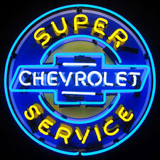 SUPER CHEVY SERVICE NEON SIGN WITH BACKING picture