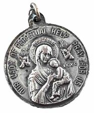Vintage Catholic Our Lady Perpetual Help & Sweet Heart Jesus Religious Medal picture