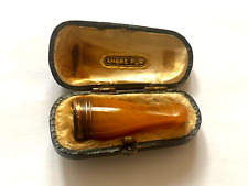 Vintage Antique Genuine Amber Cigarette holder Gold plated Rim with Box picture