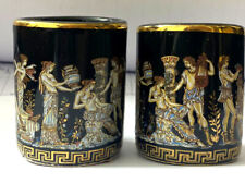 Handmade Vintage Porcelain 2 Cup 24 KT Gold Painting Stamp Orginal Decor Greece picture