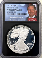 2023-W Proof Silver Eagle $1 NGC PF70 FIRST DAY OF ISSUE - RON DeSANTIS 🦅 🇺🇸 picture