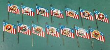 Rare Lot of 14 Cruver celluloid US State Flag pins picture